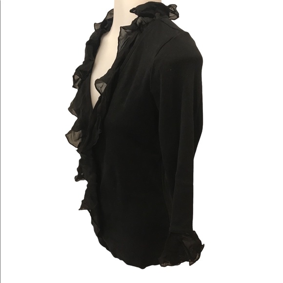 4 For $20…Fibers - Barbara Lesser S ruffled v neck 3/4 sleeve top - Picture 2 of 7